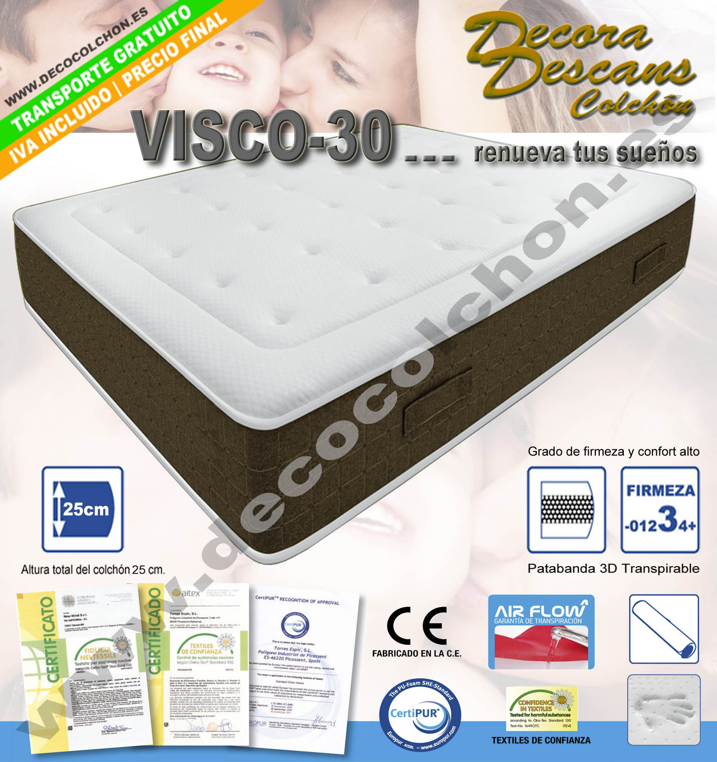 COLCHON VISCO-30 viscoelástica-HR | Decora Descans www.decocolchon.es